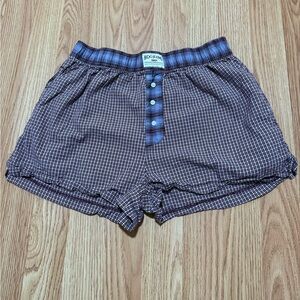 BDG Plaid Women’s Shorts — Blue and Brown